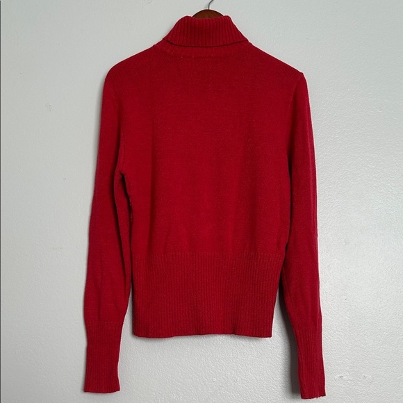 Cozy Red Fair Isle Turtleneck Sweater – Soft Wool Blend with Angora, Size XL - Picture 3 of 8